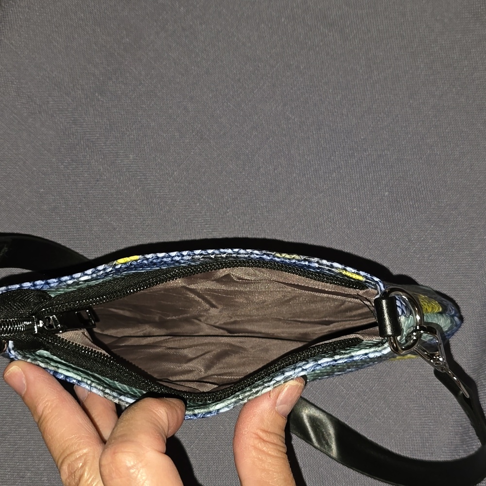 3/$20. Snake-Print Mini Shoulder Bag in Blue, Green & Yellow - Picture 3 of 4